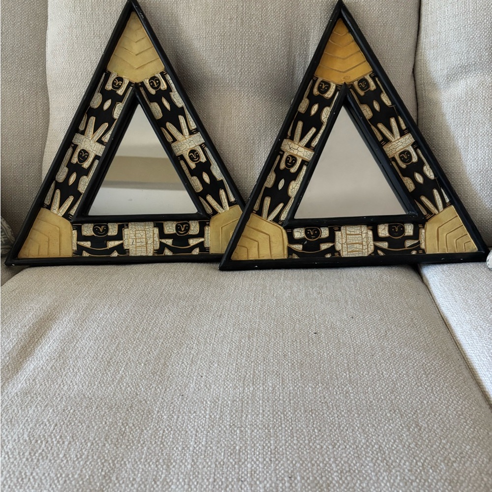 Geometric Black and Gold Wall Mirrors